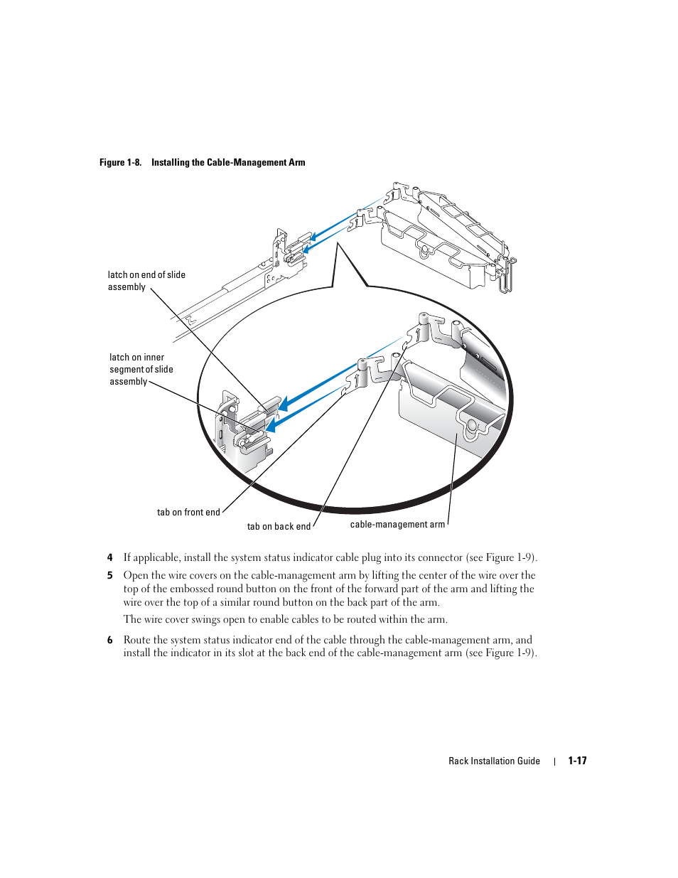 Figure 1-8, Installing the cable-management arm | Dell PowerEdge 2850 User Manual | Page 19 / 162