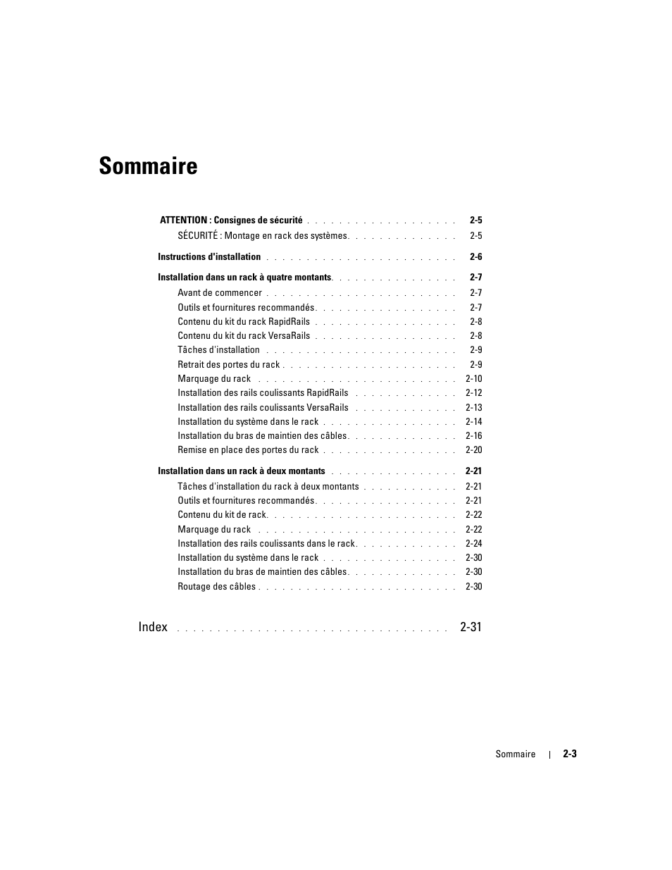 Sommaire, Index | Dell PowerEdge 2850 User Manual | Page 37 / 162