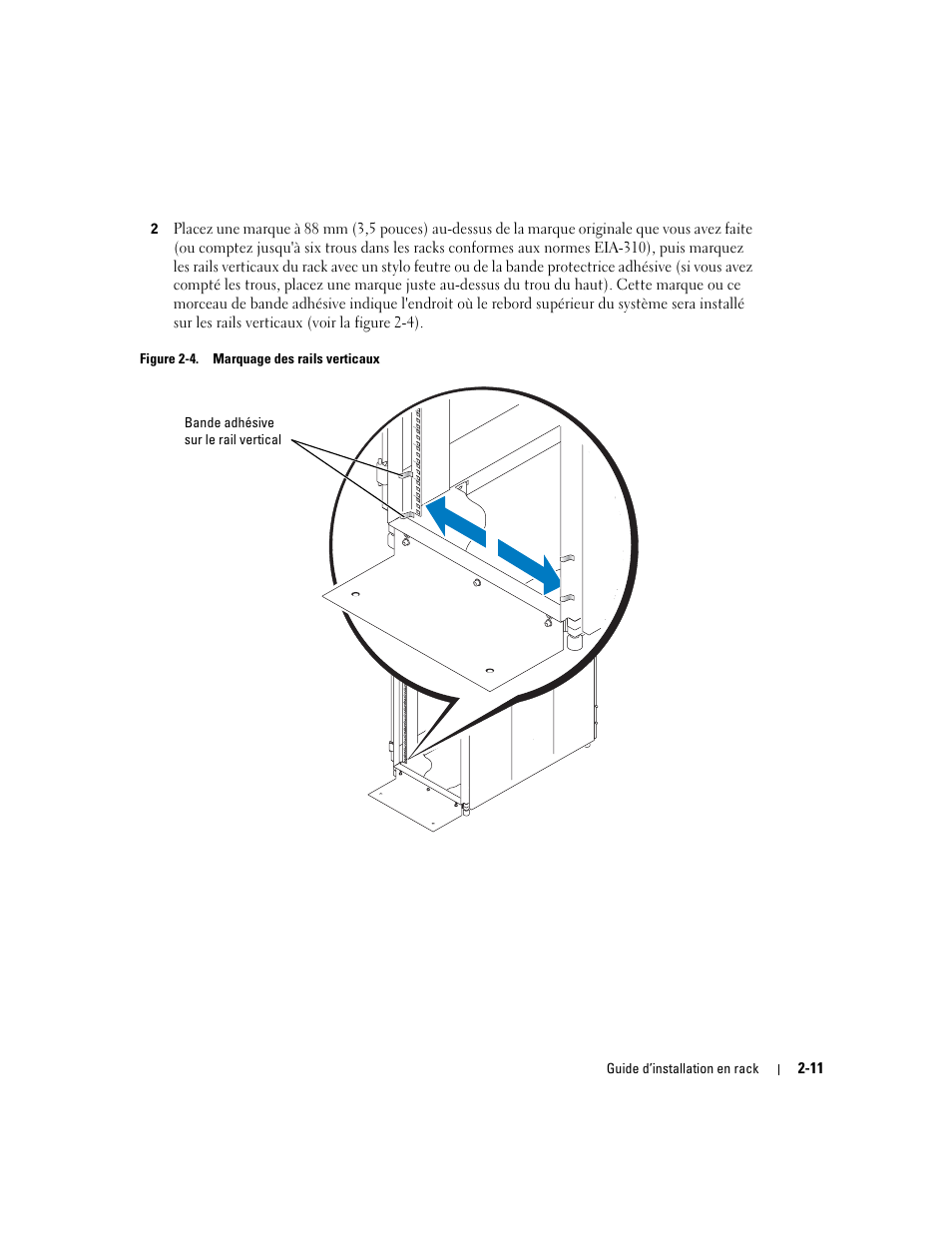 Figure 2-4, Marquage des rails verticaux | Dell PowerEdge 2850 User Manual | Page 45 / 162