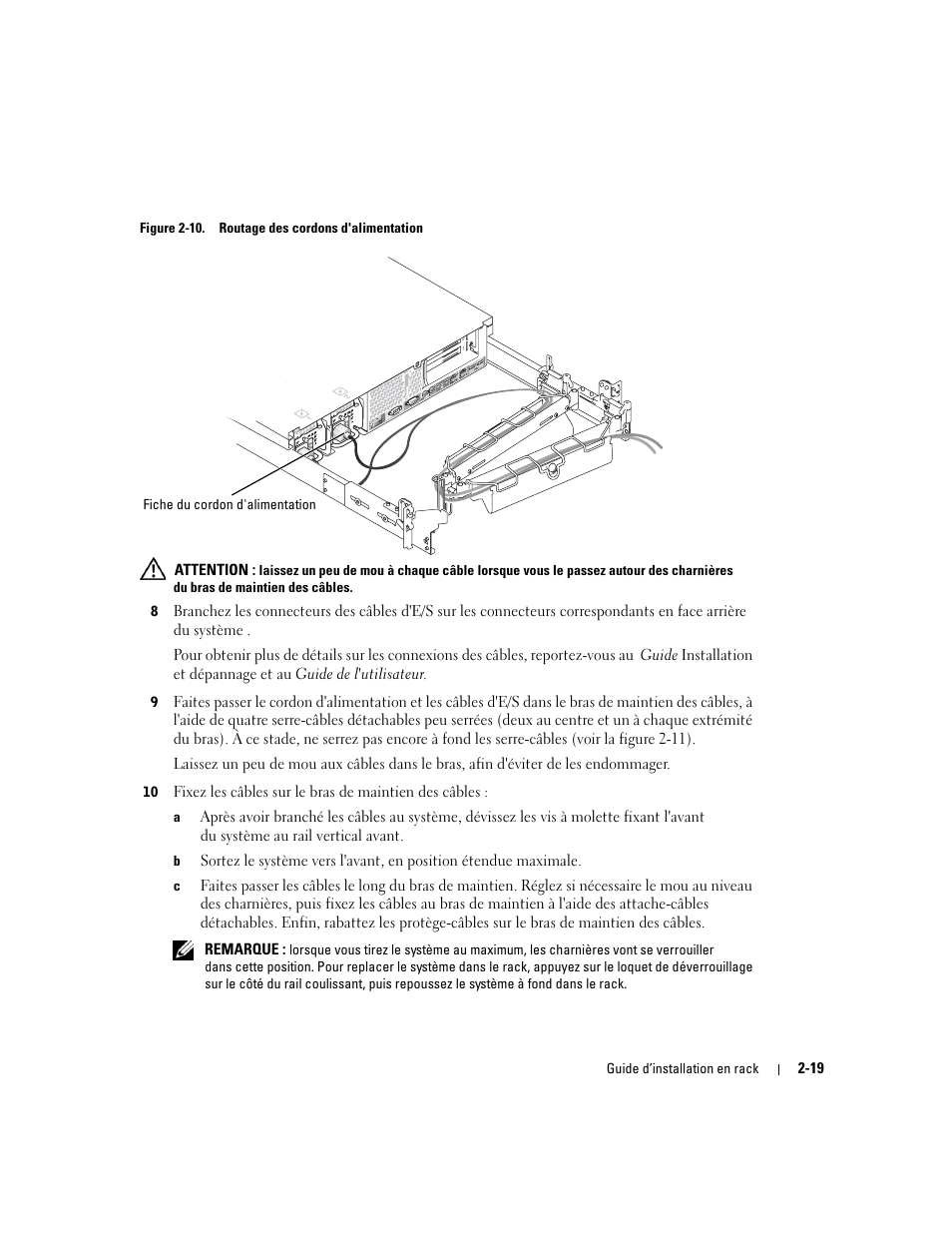 Figure 2-10, Routage des cordons d'alimentation | Dell PowerEdge 2850 User Manual | Page 53 / 162