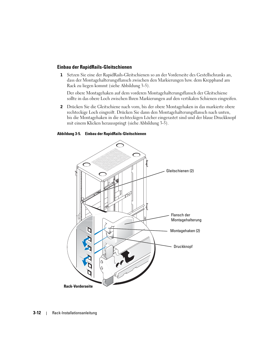 Einbau der rapidrails-gleitschienen, Abbildung 3-5 | Dell PowerEdge 2850 User Manual | Page 78 / 162