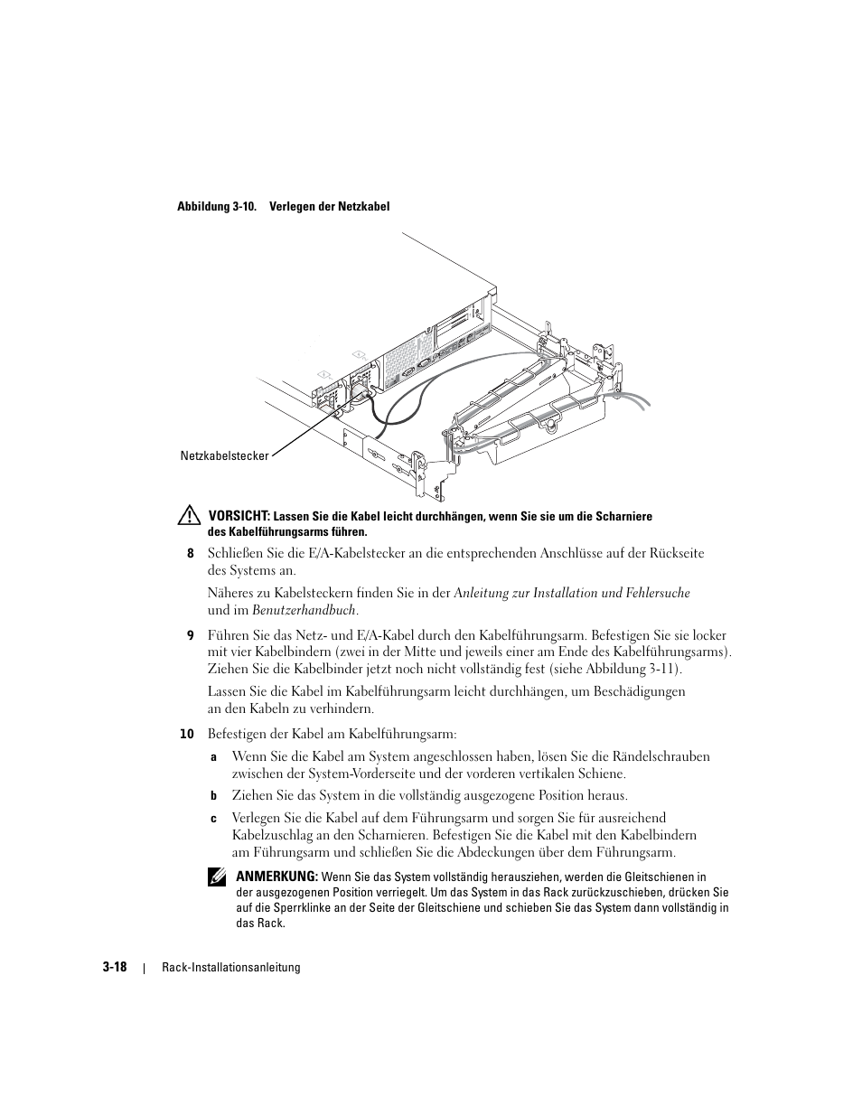 Abbildung 3-10, Verlegen der netzkabel | Dell PowerEdge 2850 User Manual | Page 84 / 162