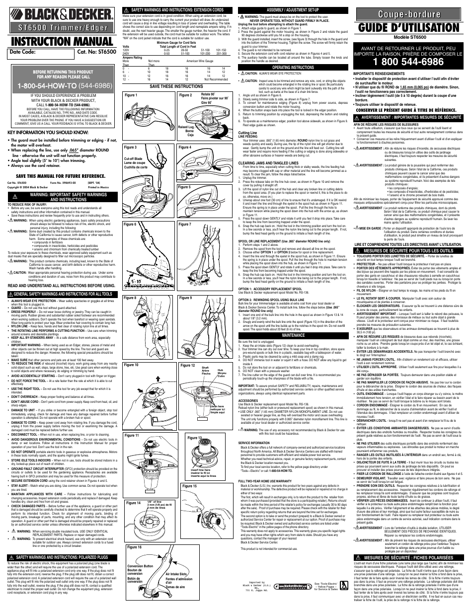 Black & Decker ST6500 User Manual | 2 pages