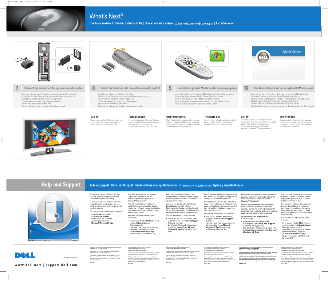 What’s next, Help and support | Dell Dimension 3100C User Manual | Page 2 / 2