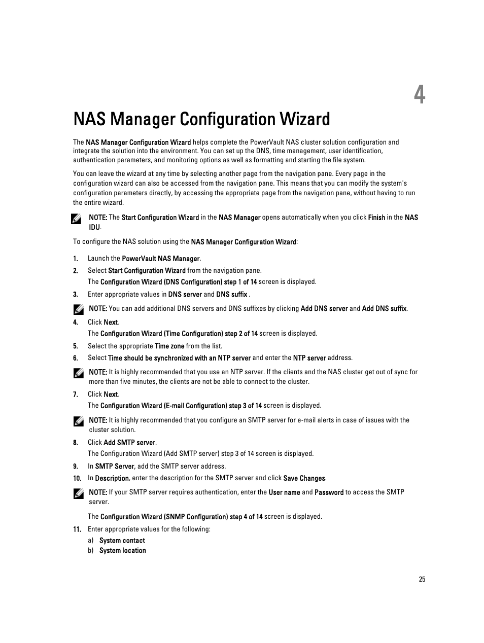 Nas manager configuration wizard, 4 nas manager configuration wizard | Dell PowerVault NX3610 User Manual | Page 25 / 31