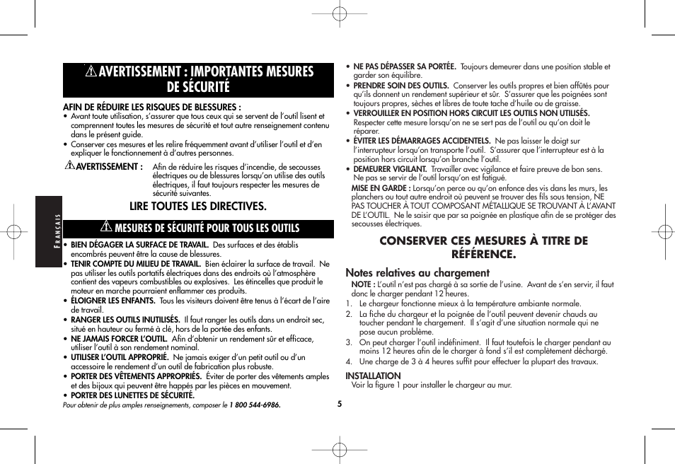 Avertissement : importantes mesures de sécurité | Black & Decker 386230 User Manual | Page 5 / 11