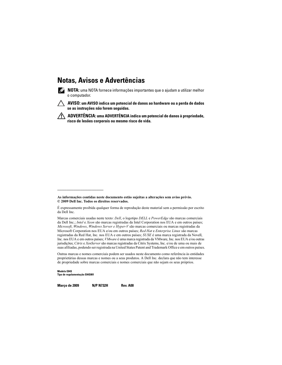 Notas, avisos e advertências | Dell PowerEdge T710 User Manual | Page 28 / 50