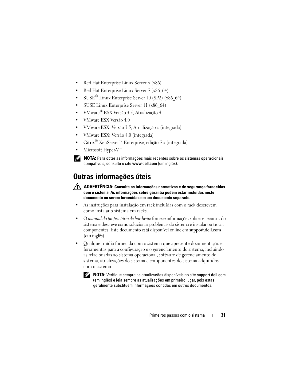 Outras informações úteis | Dell PowerEdge T710 User Manual | Page 33 / 50