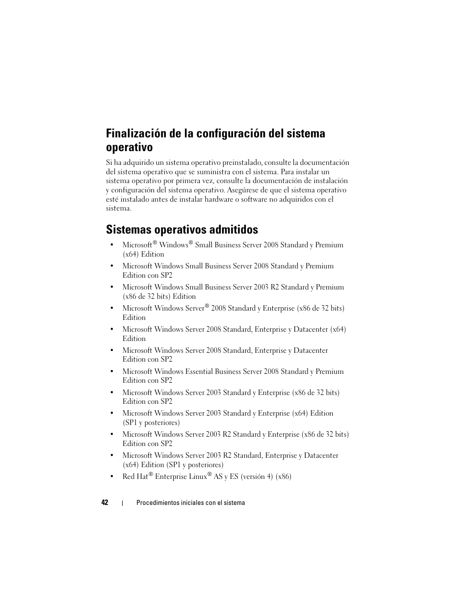 Sistemas operativos admitidos | Dell PowerEdge T710 User Manual | Page 44 / 50