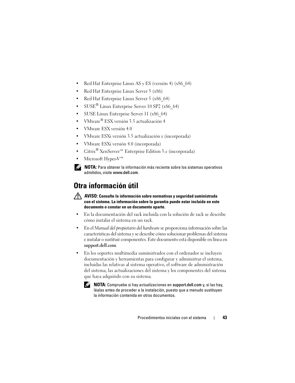 Otra información útil | Dell PowerEdge T710 User Manual | Page 45 / 50