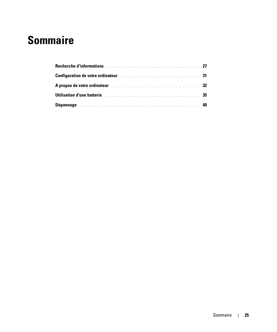 Sommaire | Dell Latitude D631 (Early 2009) User Manual | Page 25 / 94