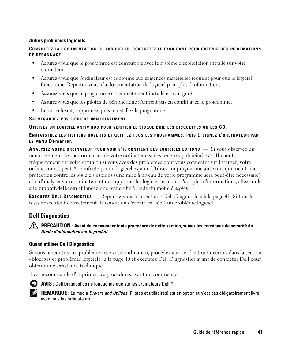 Dell diagnostics | Dell Latitude D631 (Early 2009) User Manual | Page 41 / 94