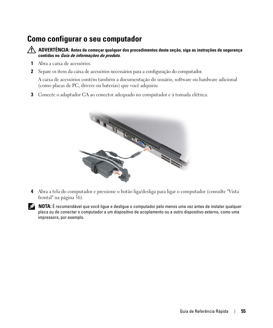 Como configurar o seu computador | Dell Latitude D631 (Early 2009) User Manual | Page 55 / 94
