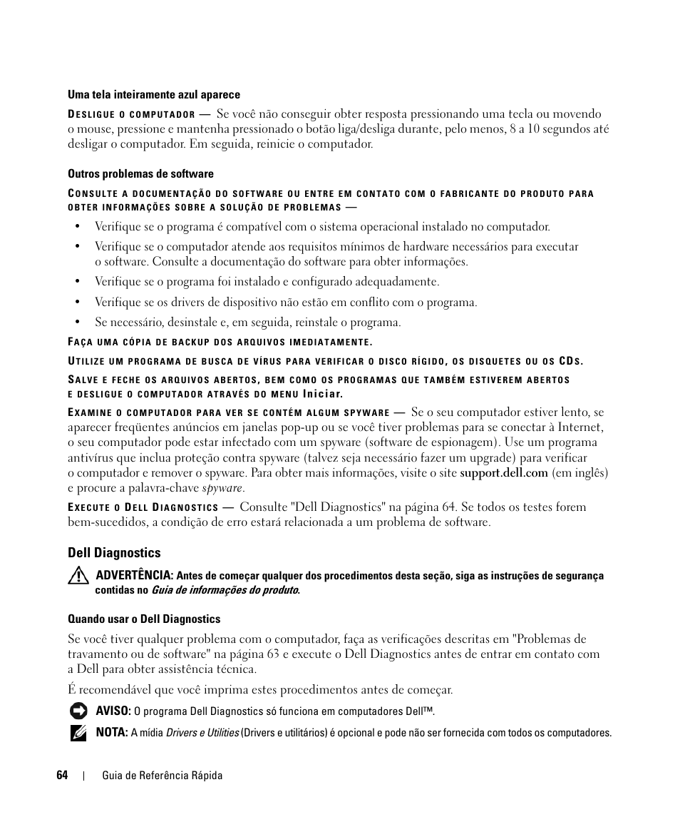 Dell diagnostics | Dell Latitude D631 (Early 2009) User Manual | Page 64 / 94