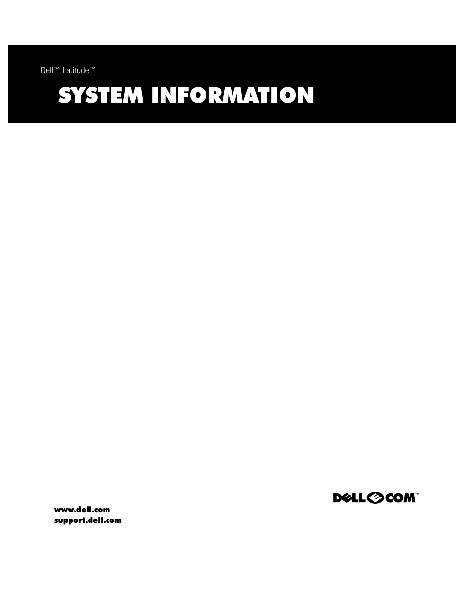 Dell™ latitude™ system information, System information | Dell Latitude C800 User Manual | Page 2 / 79