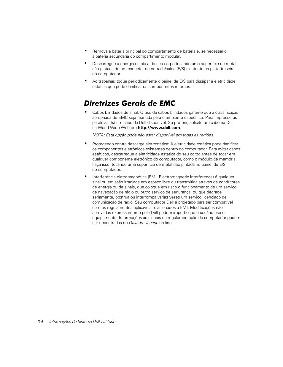 Diretrizes gerais de emc | Dell Latitude C800 User Manual | Page 47 / 79