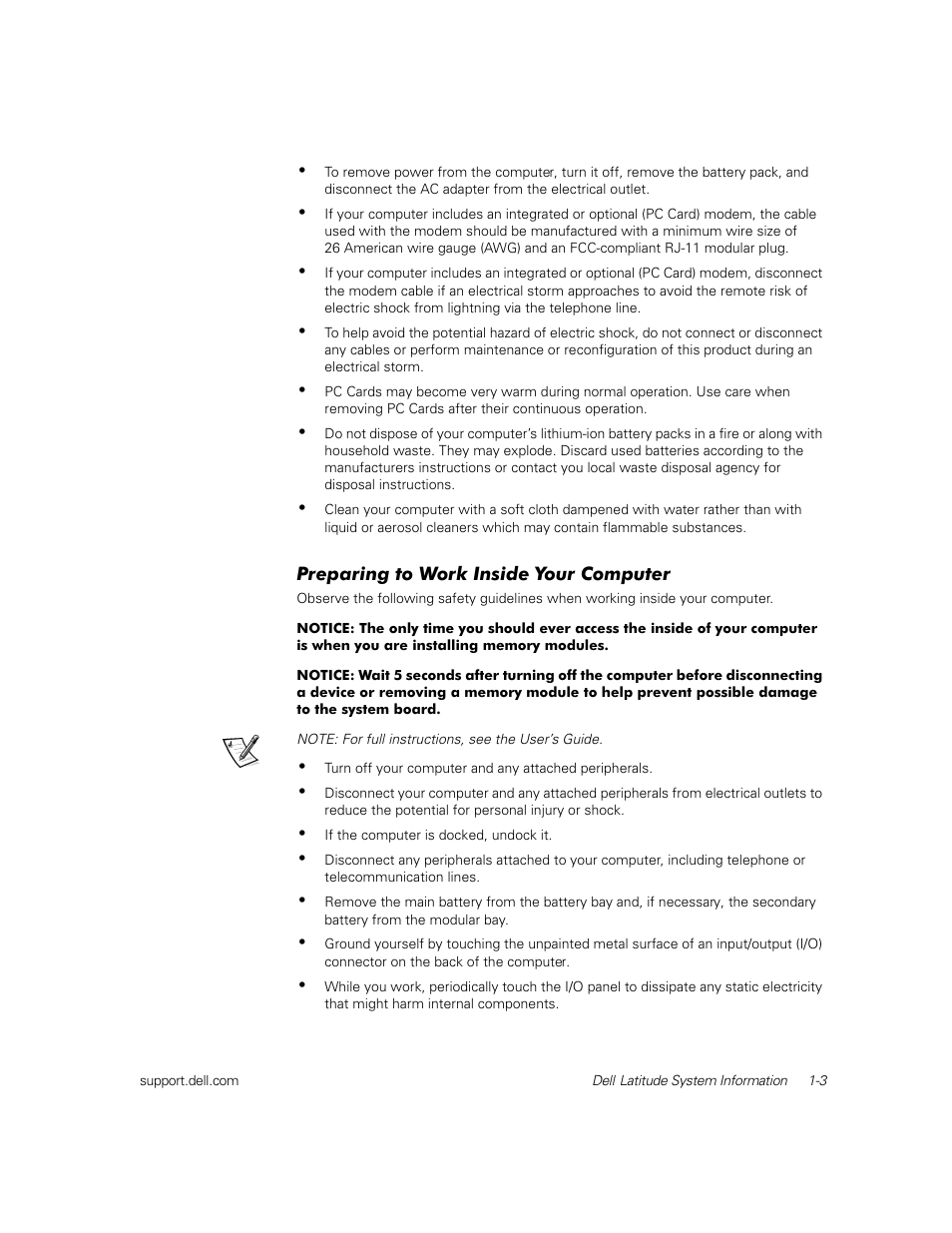 Preparing to work inside your computer | Dell Latitude C800 User Manual | Page 6 / 79