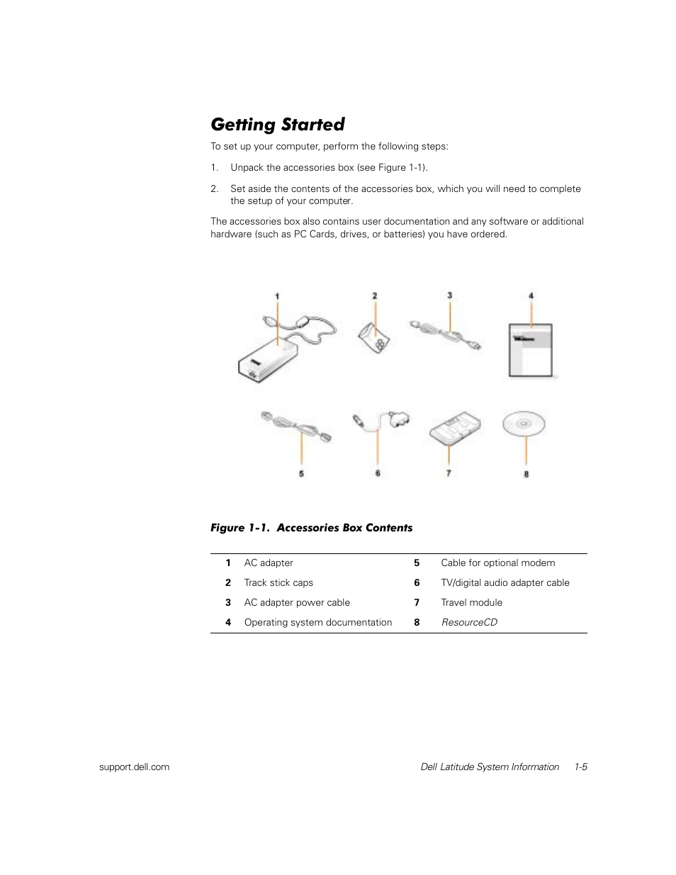 Getting started | Dell Latitude C800 User Manual | Page 8 / 79