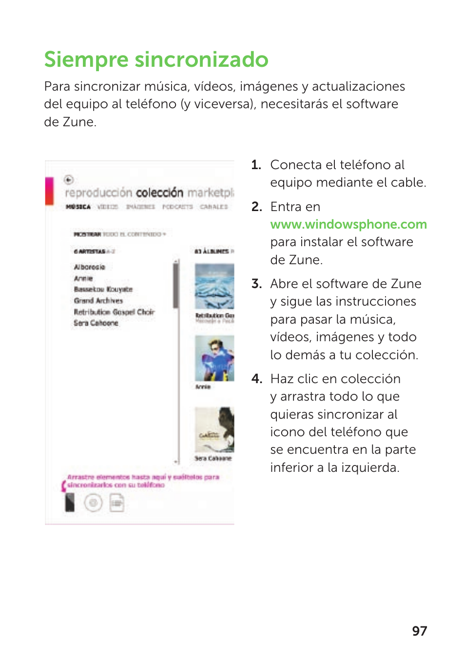 Siempre sincronizado | Dell Mobile Venue Pro User Manual | Page 101 / 104