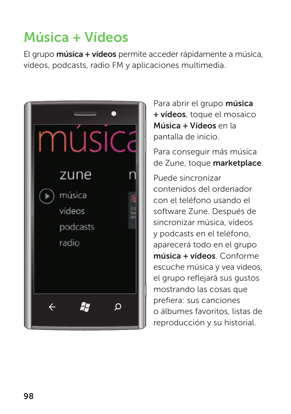 Música + vídeos | Dell Mobile Venue Pro User Manual | Page 102 / 104
