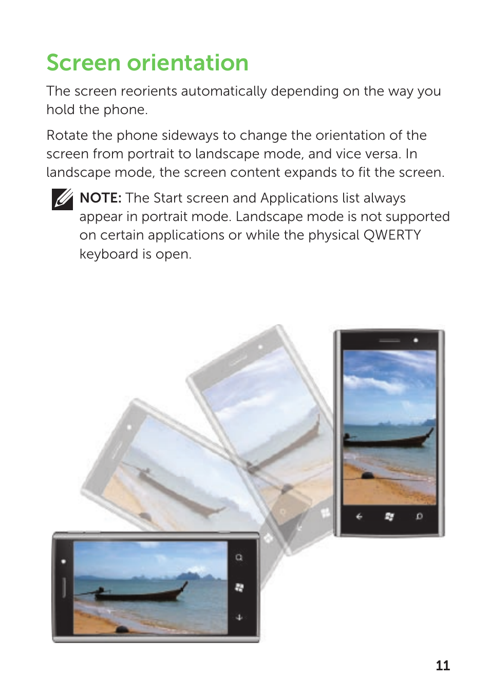 Screen orientation | Dell Mobile Venue Pro User Manual | Page 15 / 104