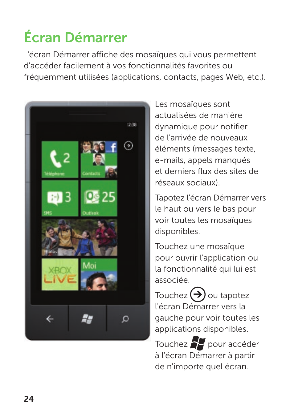 Écran démarrer | Dell Mobile Venue Pro User Manual | Page 28 / 104