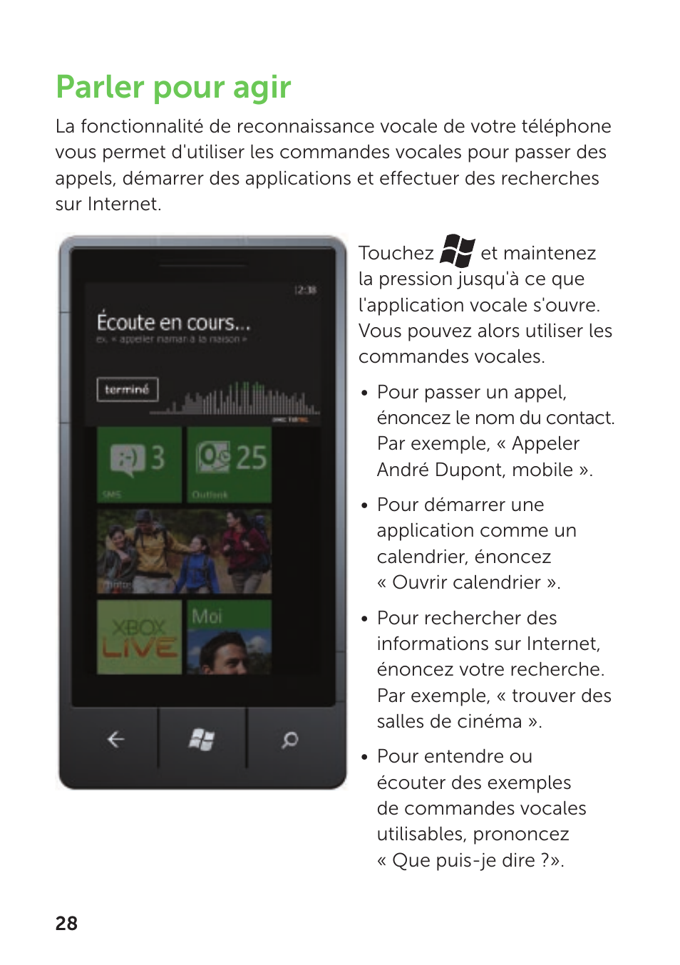 Parler pour agir | Dell Mobile Venue Pro User Manual | Page 32 / 104
