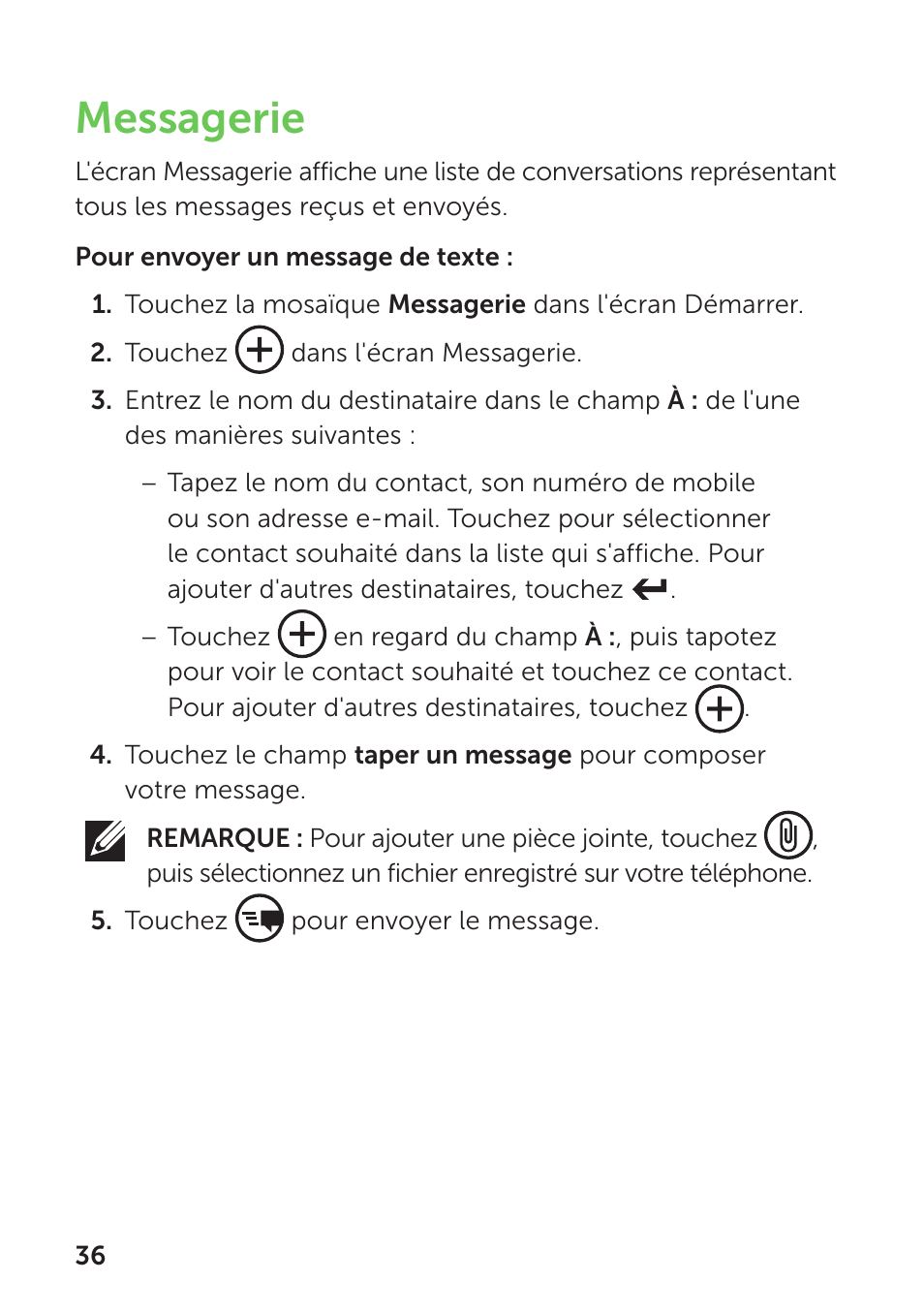 Messagerie | Dell Mobile Venue Pro User Manual | Page 40 / 104