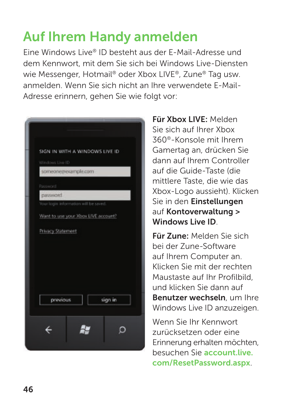 Auf ihrem handy anmelden | Dell Mobile Venue Pro User Manual | Page 50 / 104