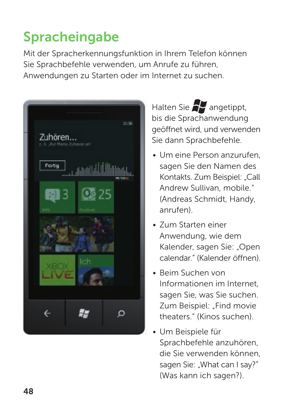 Spracheingabe | Dell Mobile Venue Pro User Manual | Page 52 / 104