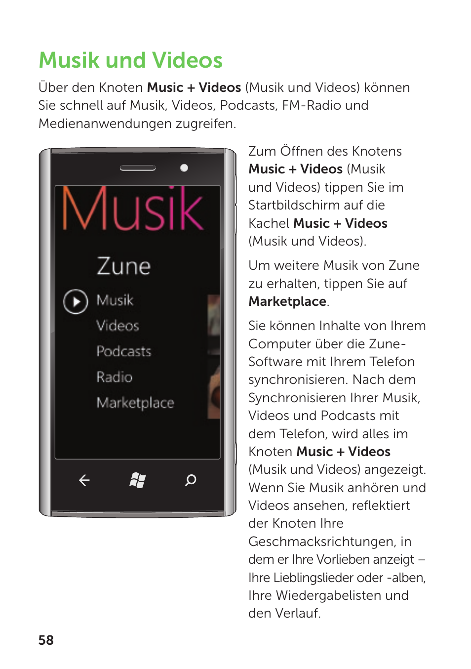 Musik und videos | Dell Mobile Venue Pro User Manual | Page 62 / 104