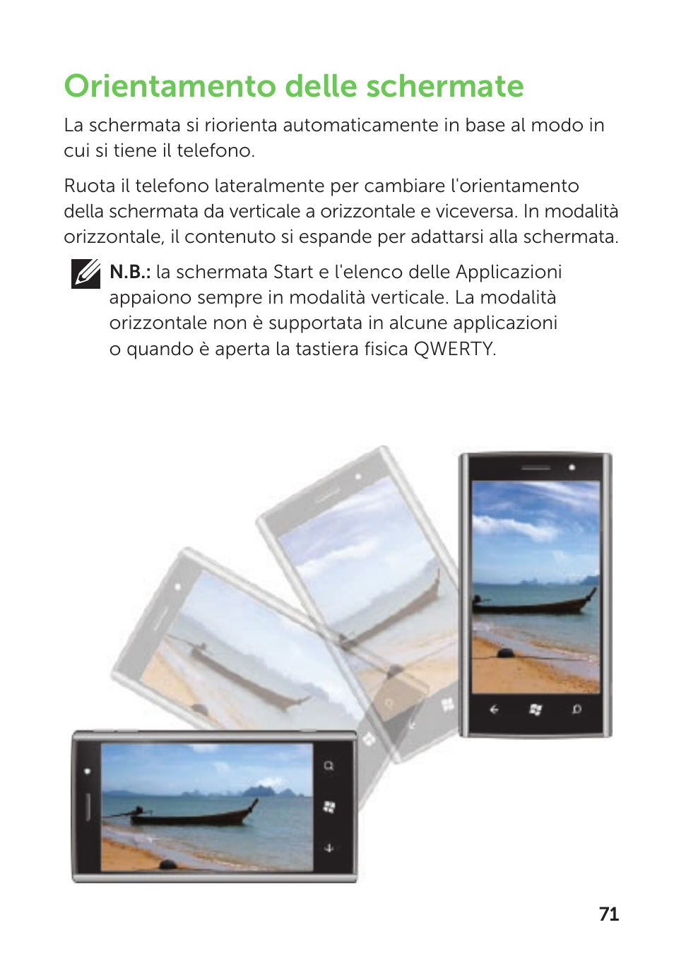 Orientamento delle schermate | Dell Mobile Venue Pro User Manual | Page 75 / 104