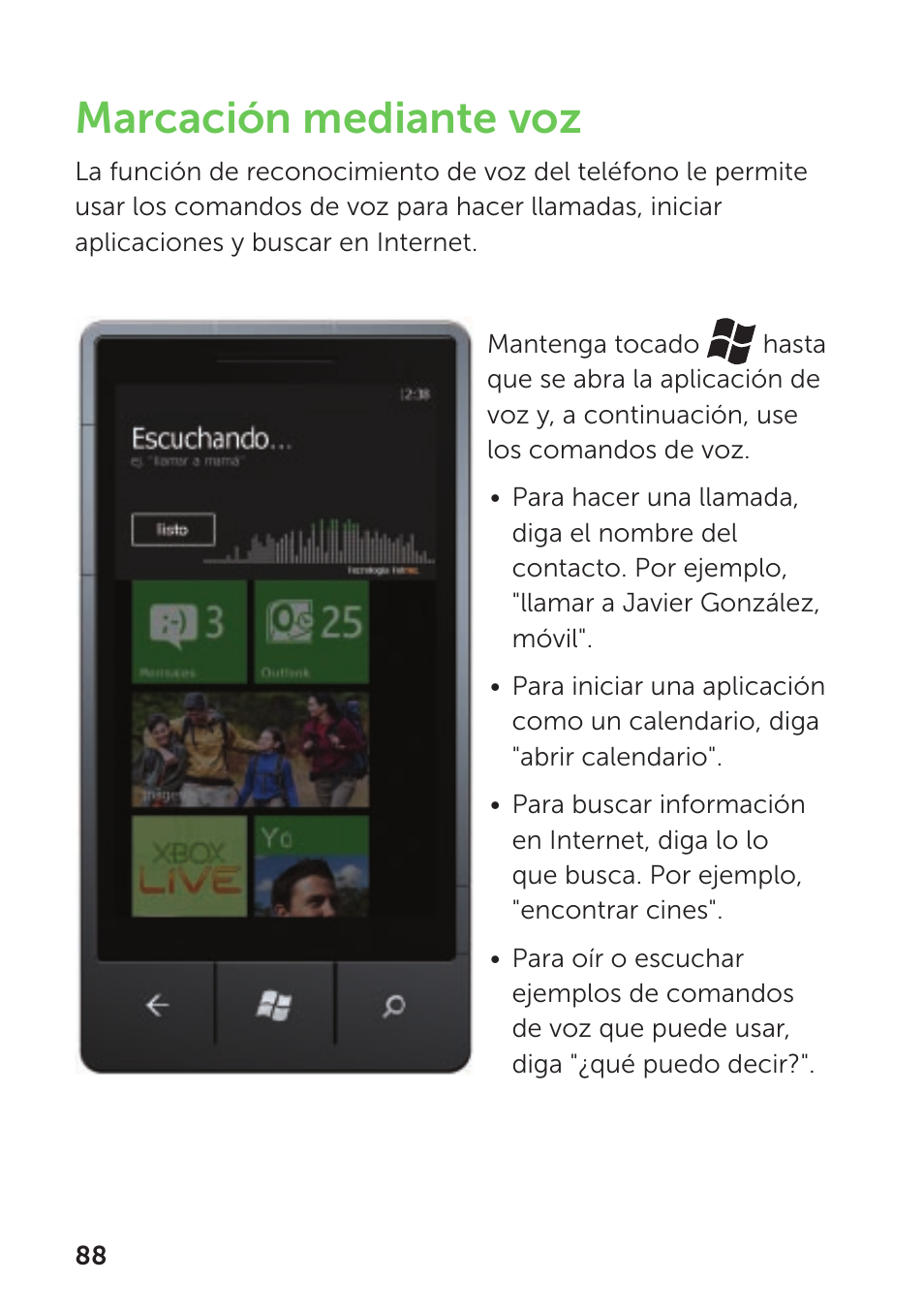 Marcación mediante voz | Dell Mobile Venue Pro User Manual | Page 92 / 104