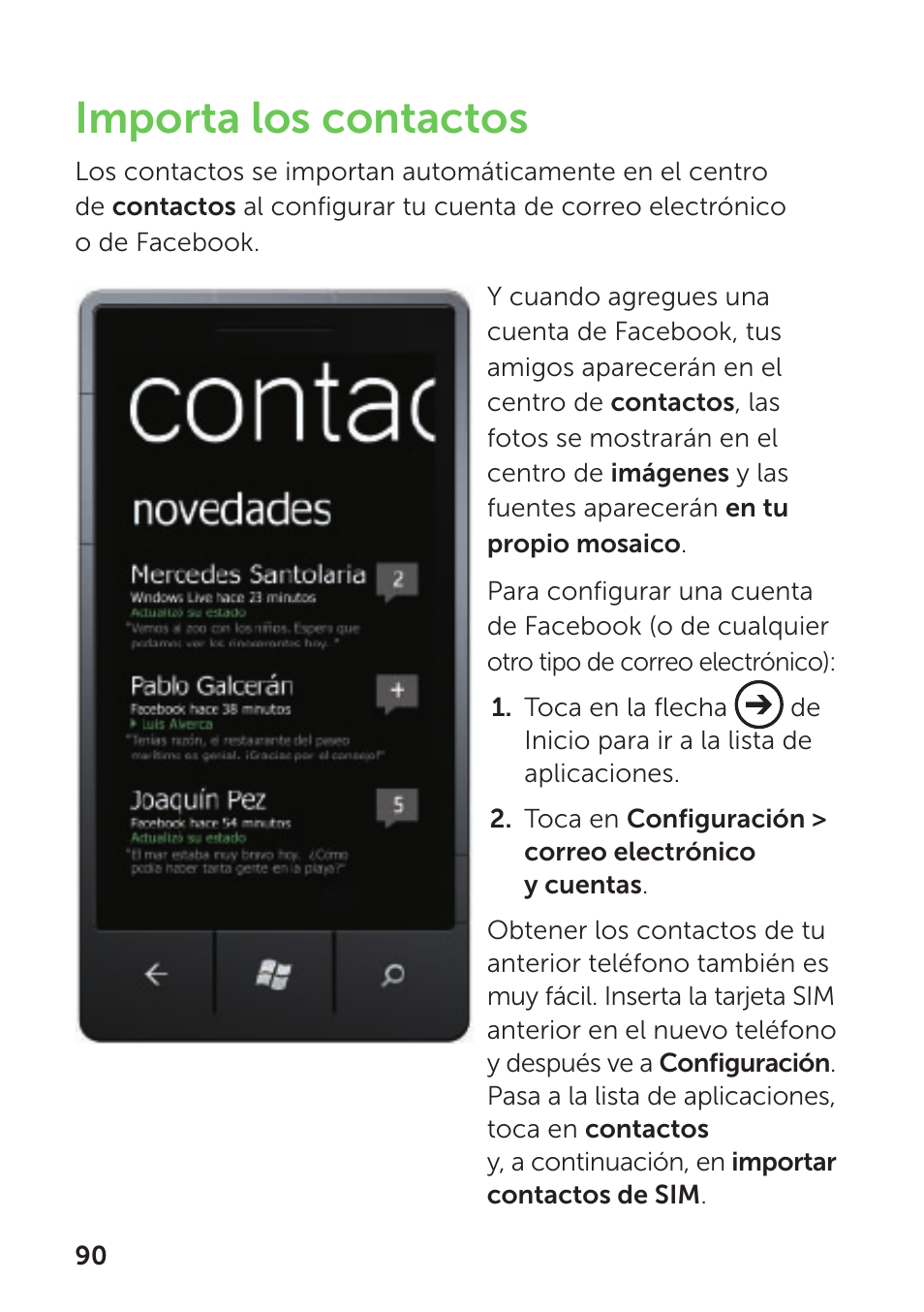 Importa los contactos | Dell Mobile Venue Pro User Manual | Page 94 / 104
