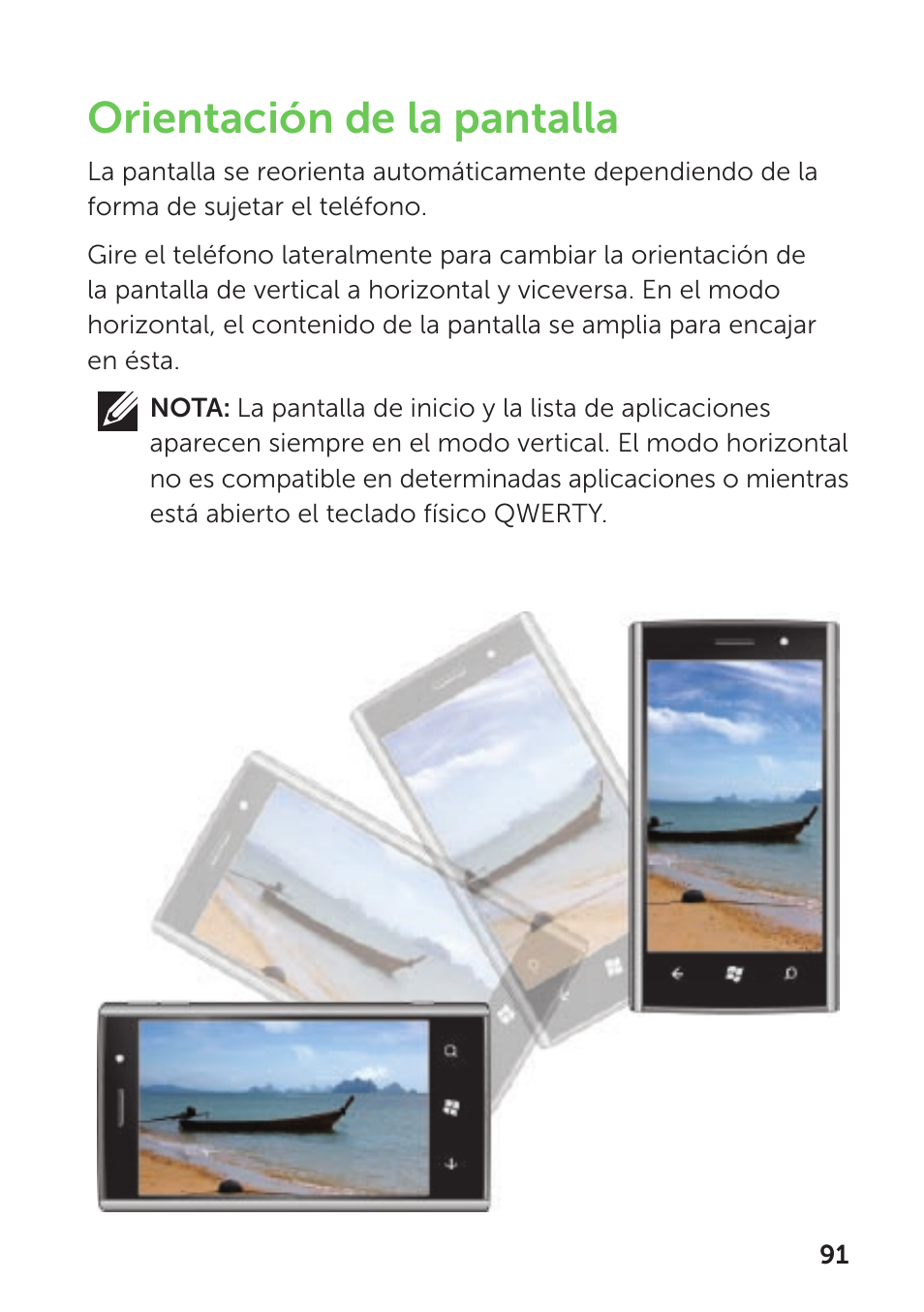 Orientación de la pantalla | Dell Mobile Venue Pro User Manual | Page 95 / 104