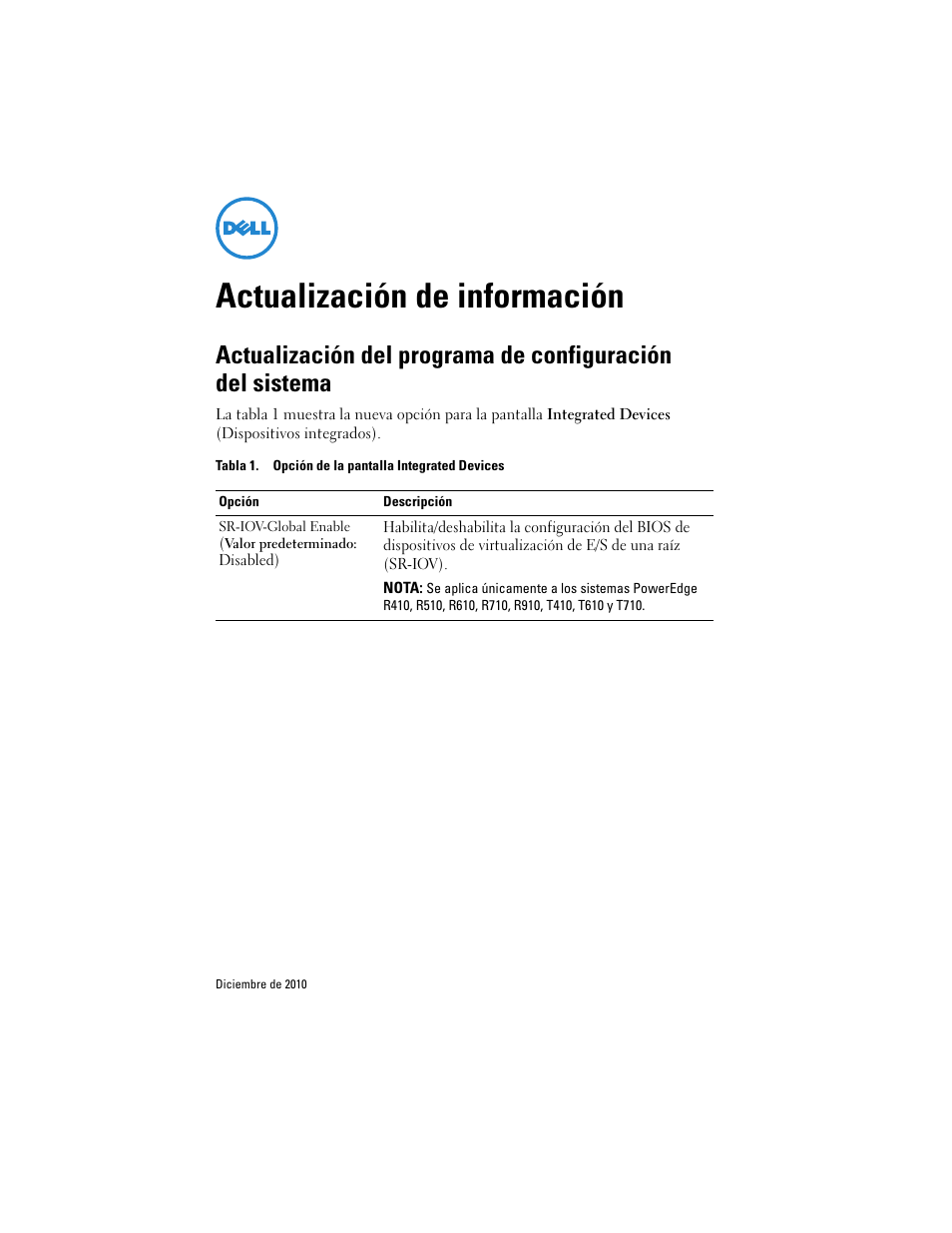 Actualización de información | Dell PowerEdge R910 User Manual | Page 13 / 14