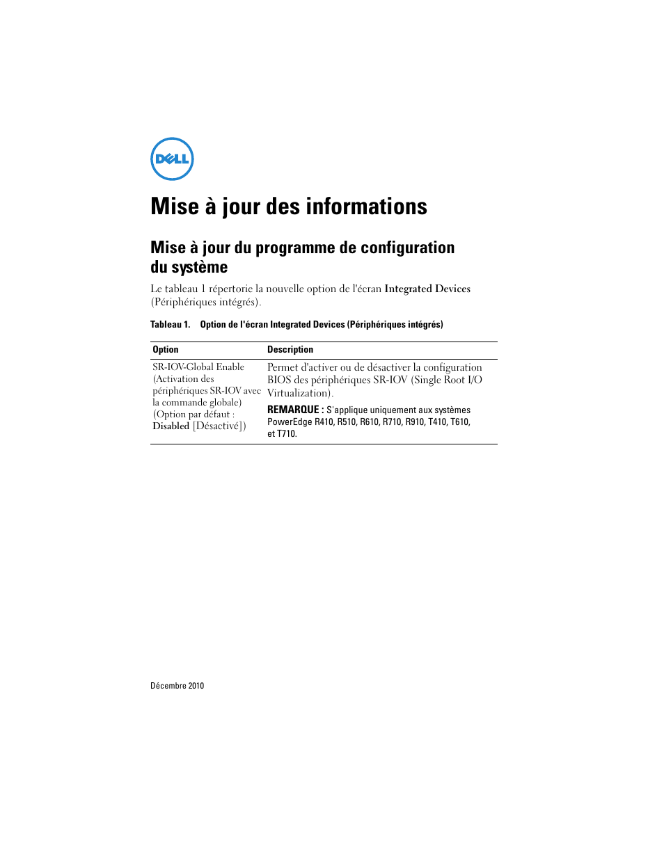 Mise à jour des informations | Dell PowerEdge R910 User Manual | Page 5 / 14