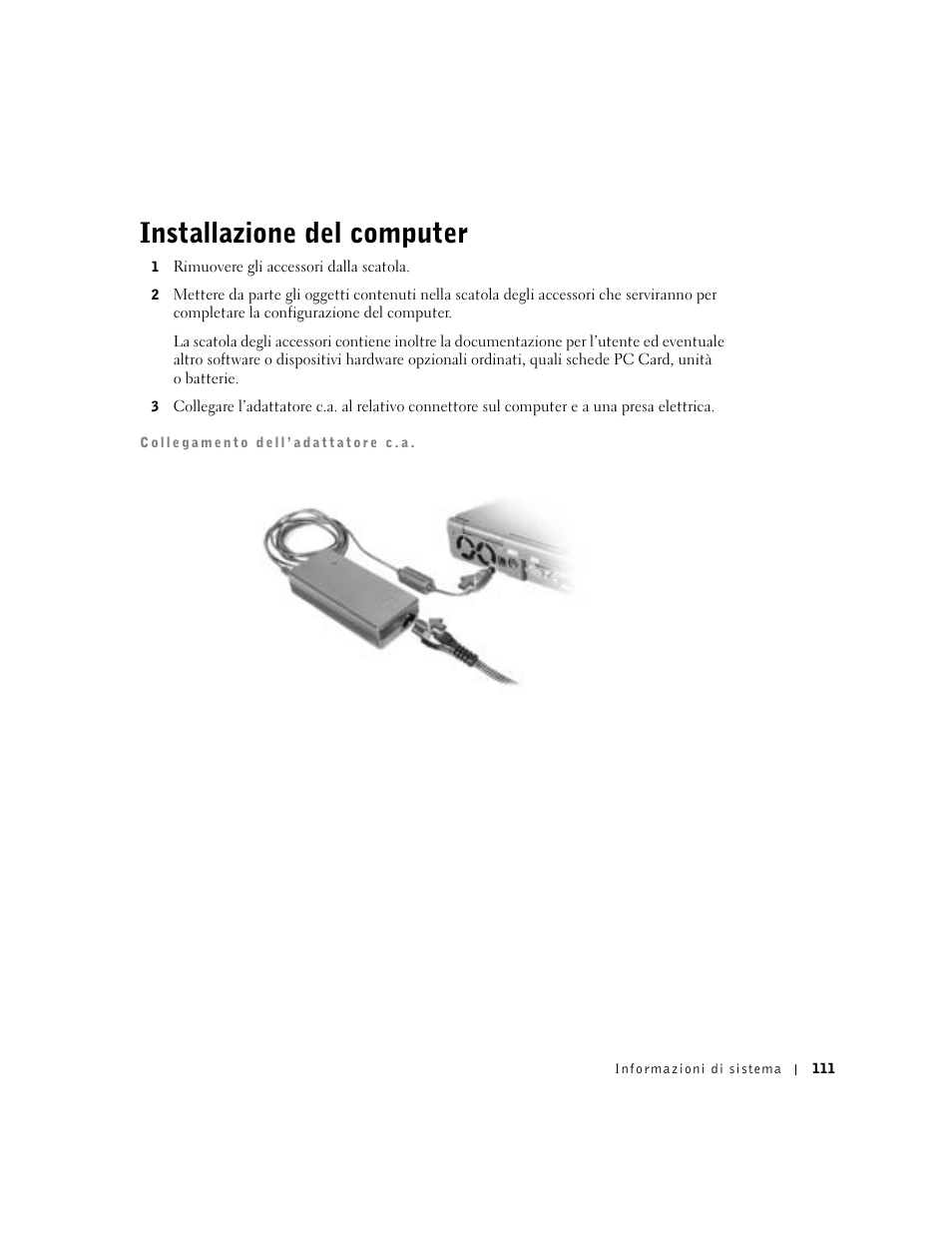 Installazione del computer | Dell Latitude C840 User Manual | Page 113 / 174