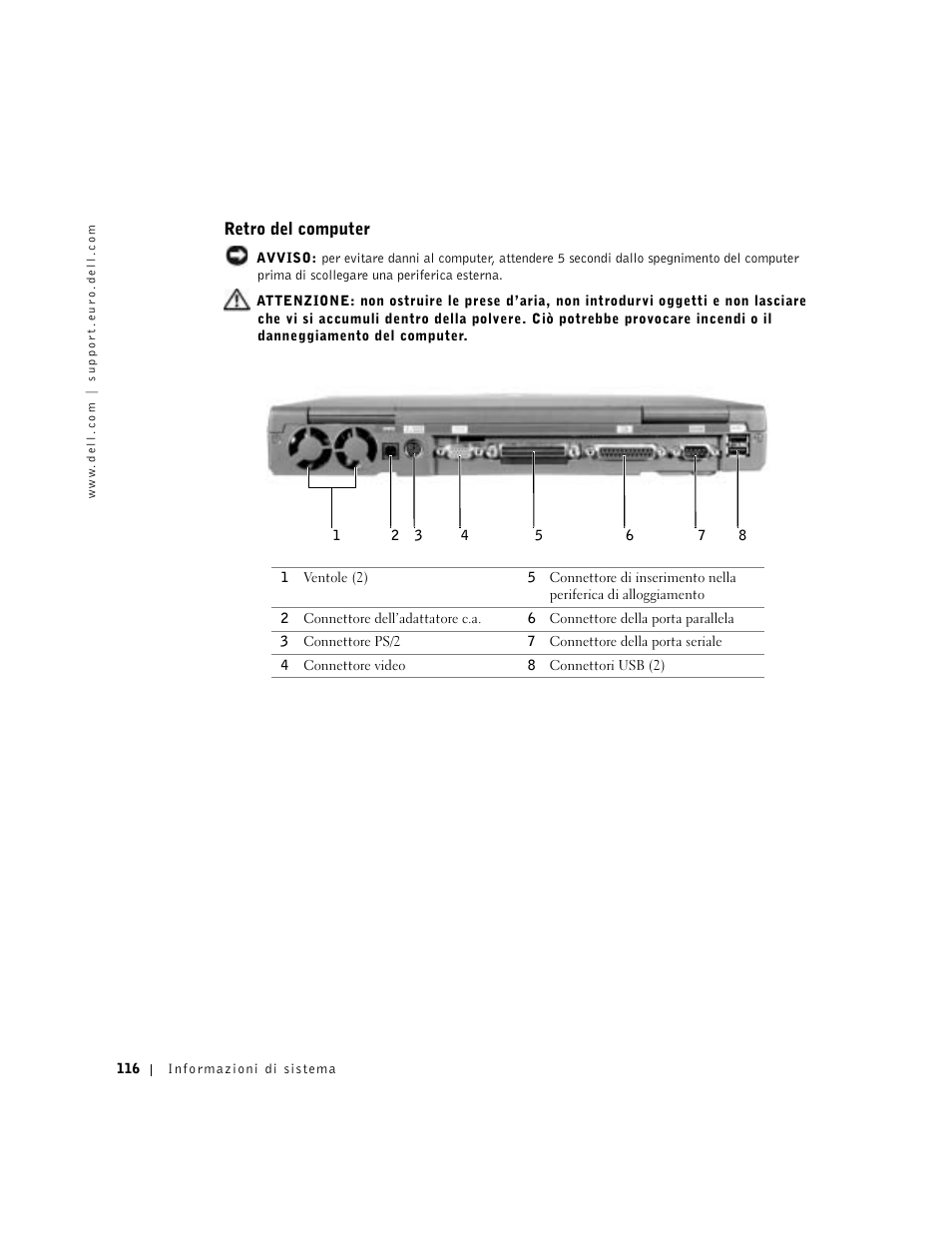 Retro del computer | Dell Latitude C840 User Manual | Page 118 / 174