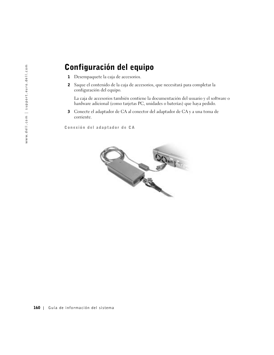 Configuración del equipo | Dell Latitude C840 User Manual | Page 162 / 174