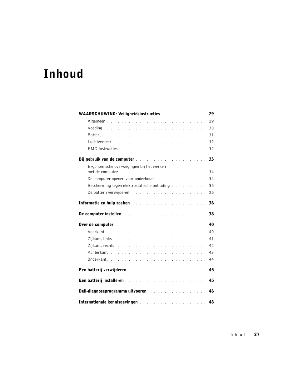 Inhoud | Dell Latitude C840 User Manual | Page 29 / 174