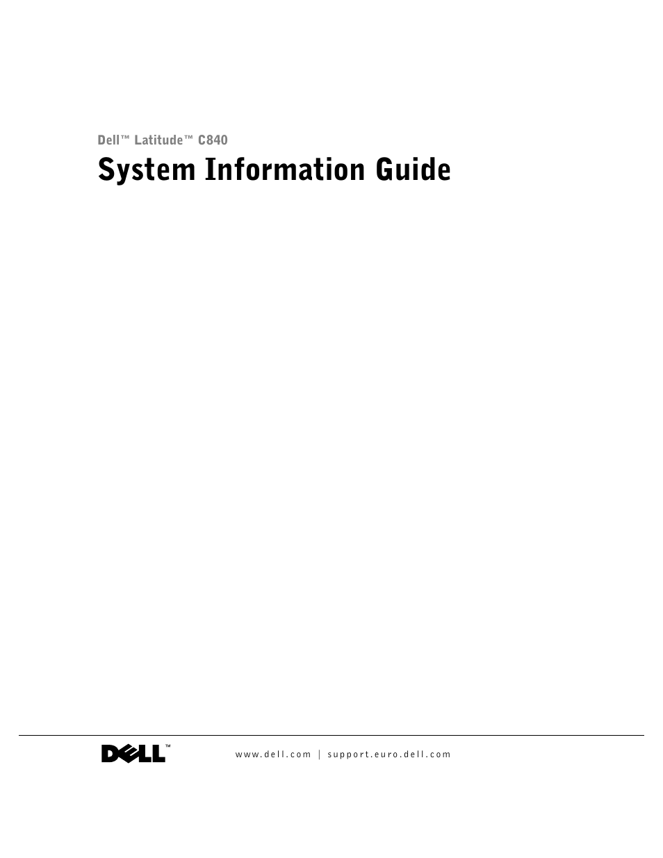 System information guide | Dell Latitude C840 User Manual | Page 3 / 174