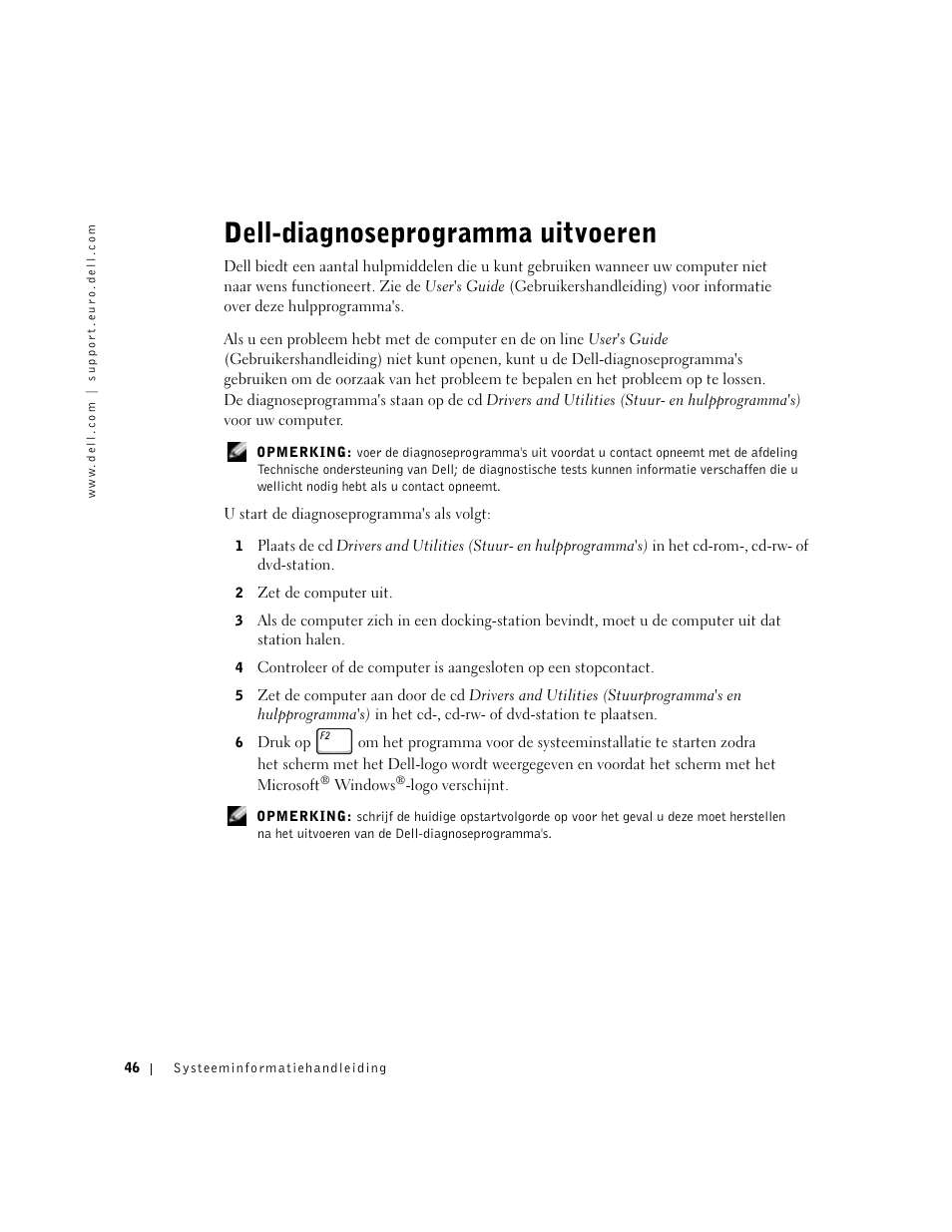 Dell-diagnoseprogramma uitvoeren | Dell Latitude C840 User Manual | Page 48 / 174