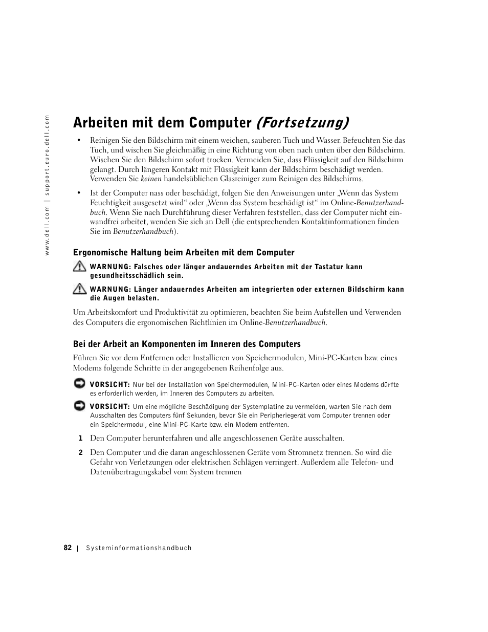 Arbeiten mit dem computer (fortsetzung) | Dell Latitude C840 User Manual | Page 84 / 174