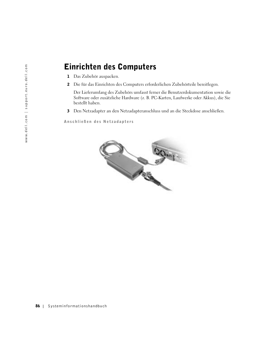 Einrichten des computers | Dell Latitude C840 User Manual | Page 88 / 174