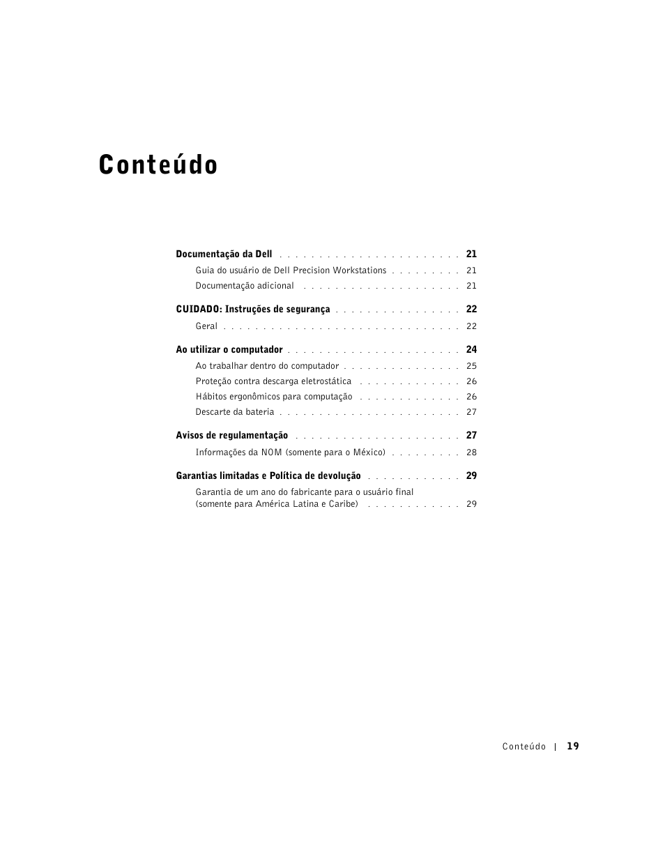 Conteúdo | Dell Precision 350 User Manual | Page 20 / 46