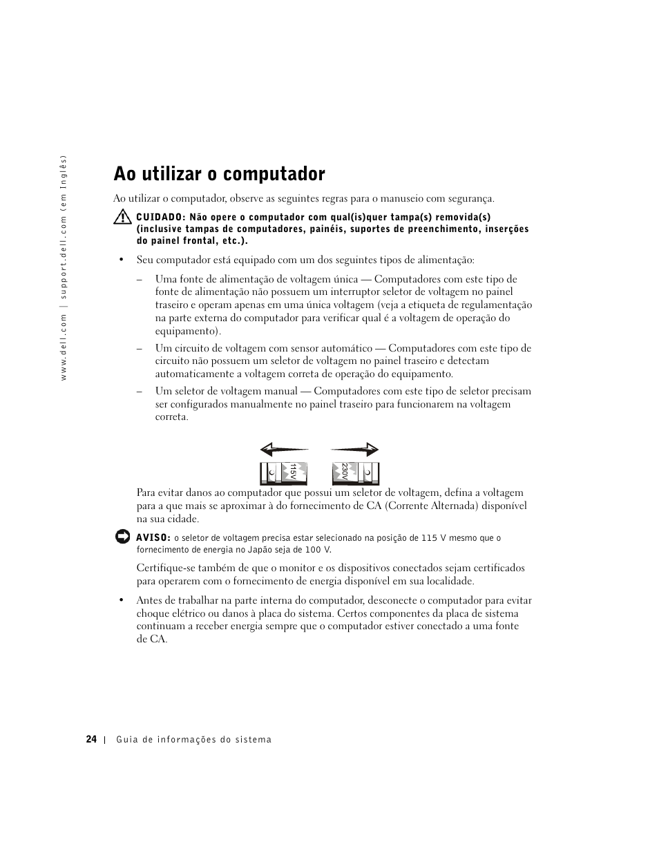 Ao utilizar o computador | Dell Precision 350 User Manual | Page 25 / 46
