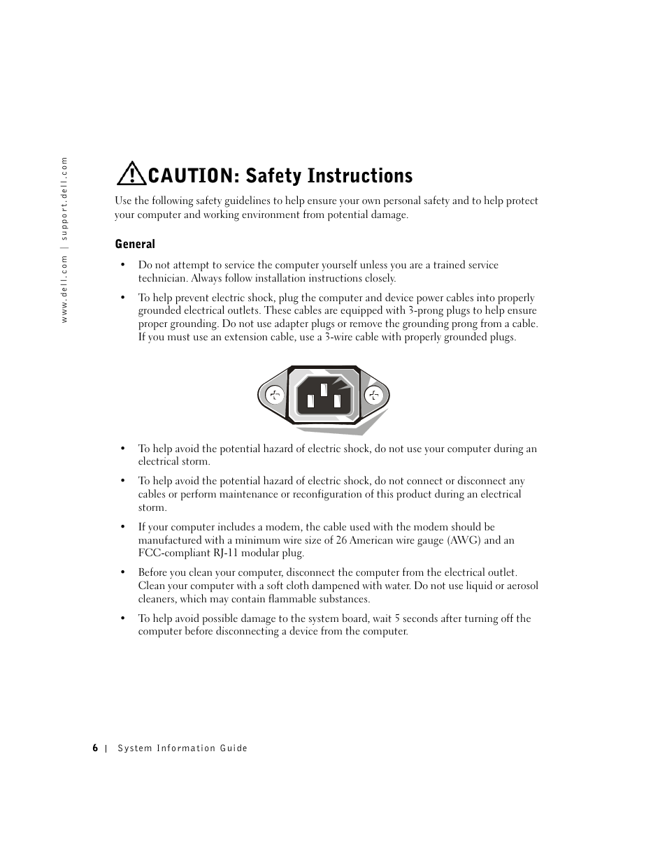 Caution: safety instructions, General | Dell Precision 350 User Manual | Page 7 / 46