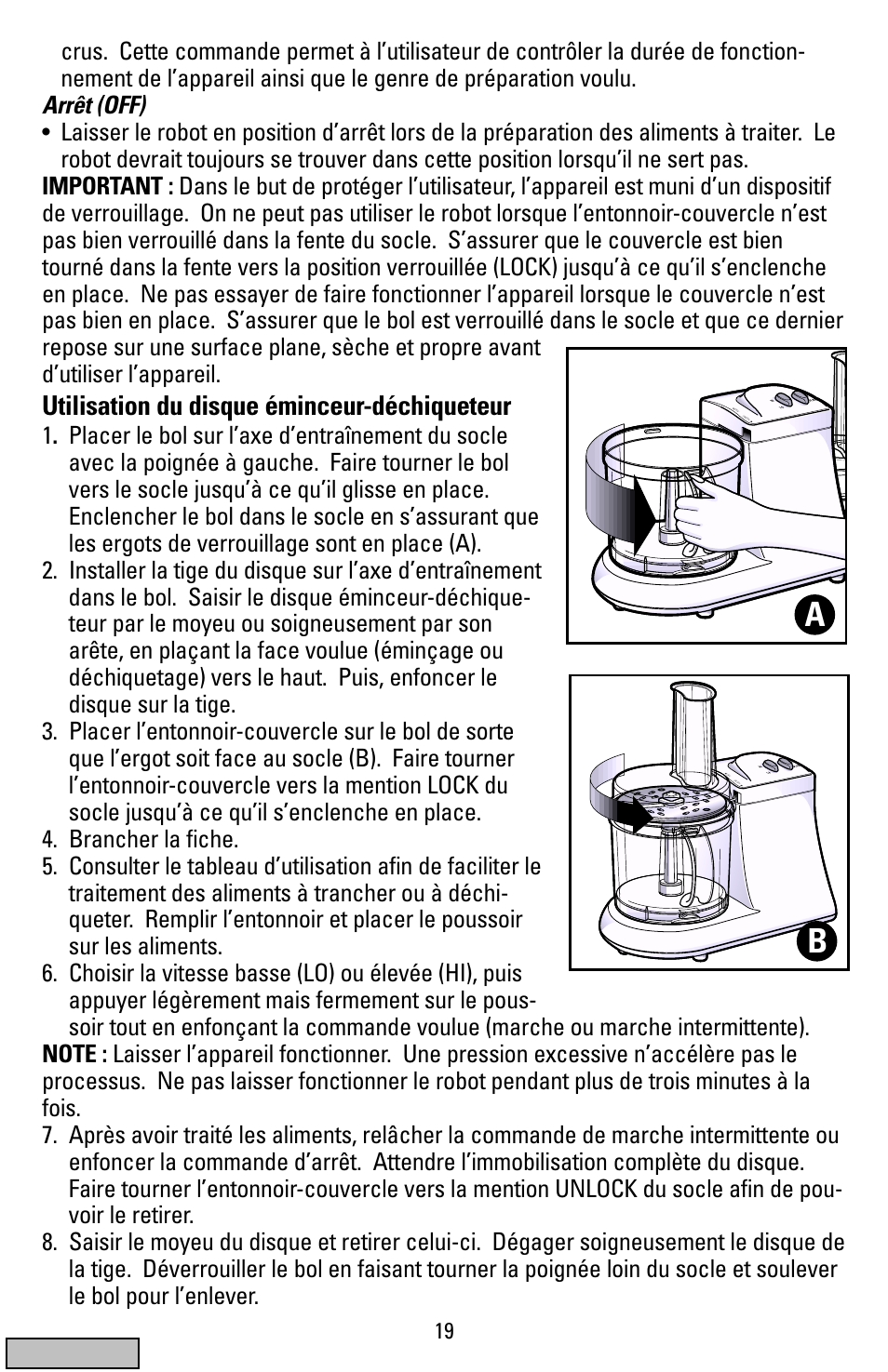 Utilisation du disque éminceur-déchiqueteur | Black & Decker FP1200 User Manual | Page 19 / 24