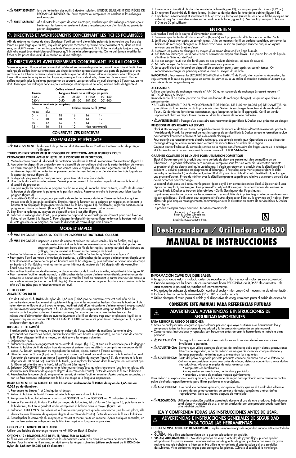 Manual de instrucciones | Black & Decker 244137-01 User Manual | Page 3 / 4